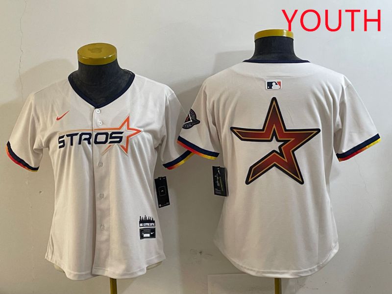 Youth Houston Astros Blank Cream Three generations Joint Name 2025 Nike MLB Jersey style 41010->youth mlb jersey->Youth Jersey